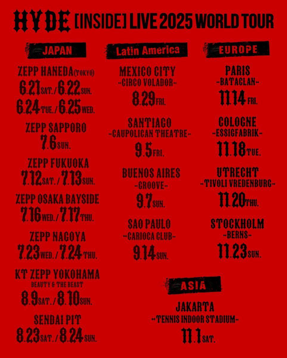 Hyde Inside World Tour 2025 Promo Update 1